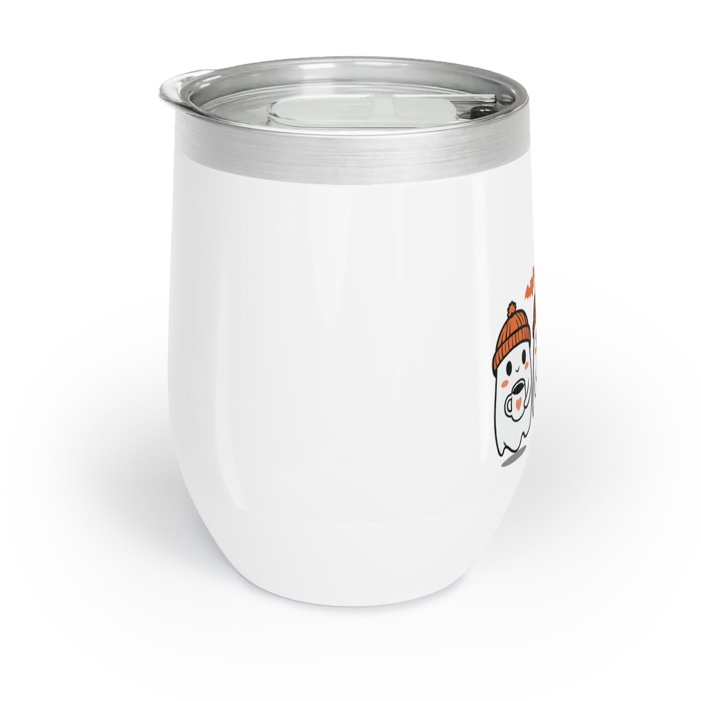 Ghostly Chill Wine Tumbler with Cute Halloween Design